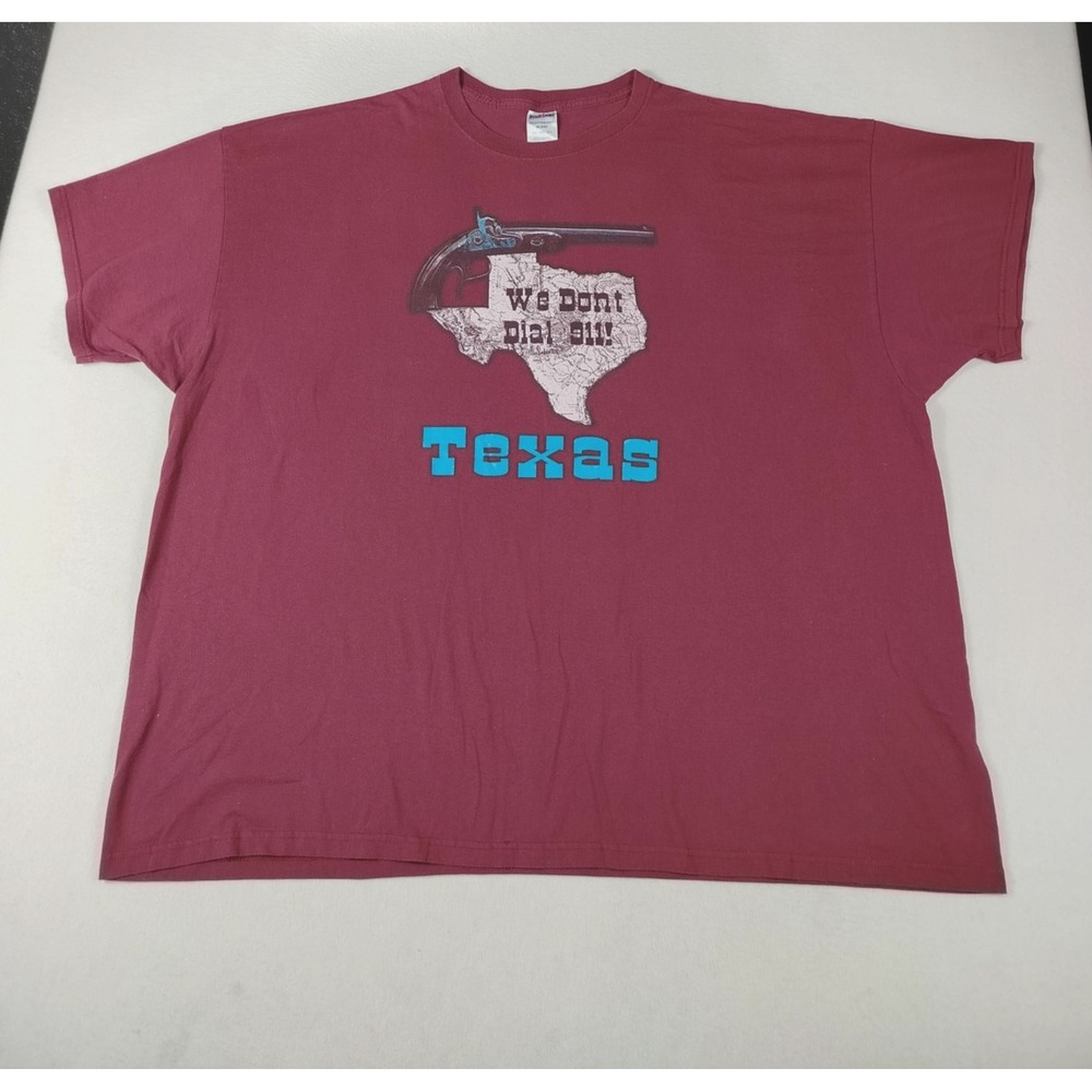 Jerzees Shirt Mens 5XL Red Texas We Dont Dial 911 Graphic Western Country Tee